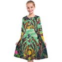 Monkey Tiger Bird Parrot Forest Jungle Style Kids  Midi Sailor Dress View1