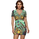 Monkey Tiger Bird Parrot Forest Jungle Style Low Cut Cap Sleeve Mini Dress View1