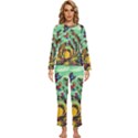 Monkey Tiger Bird Parrot Forest Jungle Style Womens  Long Sleeve Lightweight Pajamas Set View1