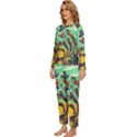 Monkey Tiger Bird Parrot Forest Jungle Style Womens  Long Sleeve Lightweight Pajamas Set View2