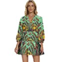 Monkey Tiger Bird Parrot Forest Jungle Style V-Neck Placket Mini Dress View1