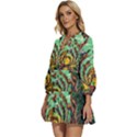 Monkey Tiger Bird Parrot Forest Jungle Style V-Neck Placket Mini Dress View2