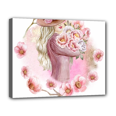 Women With Flowers Canvas 14  X 11  (stretched) by fashiontrends