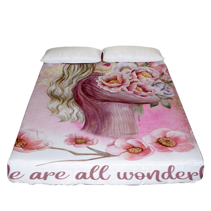 Women with flowers Fitted Sheet (King Size)