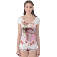 Women With Flowers Boyleg Leotard  by fashiontrends