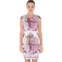 Women with flowers Capsleeve Drawstring Dress  View1