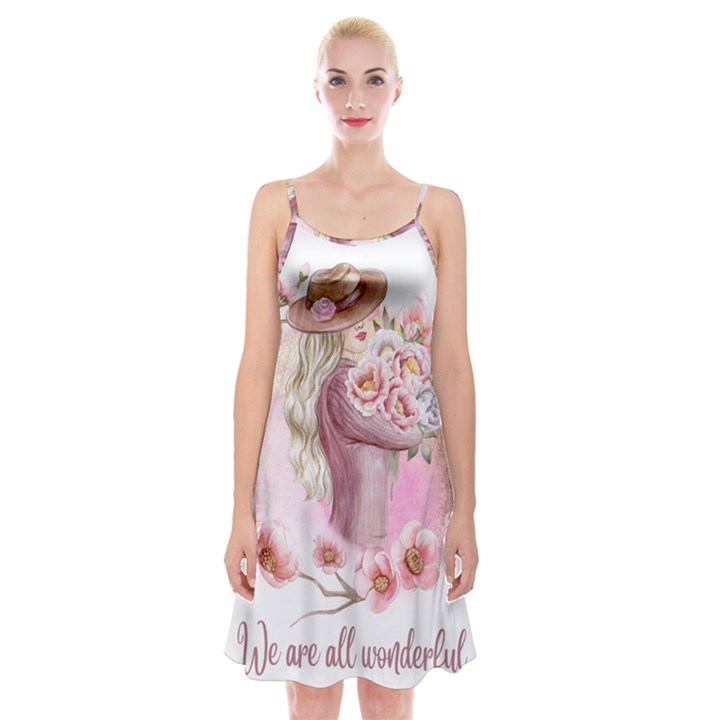 Women with flowers Spaghetti Strap Velvet Dress