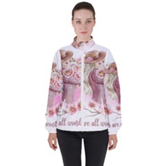 Women With Flowers Women s High Neck Windbreaker