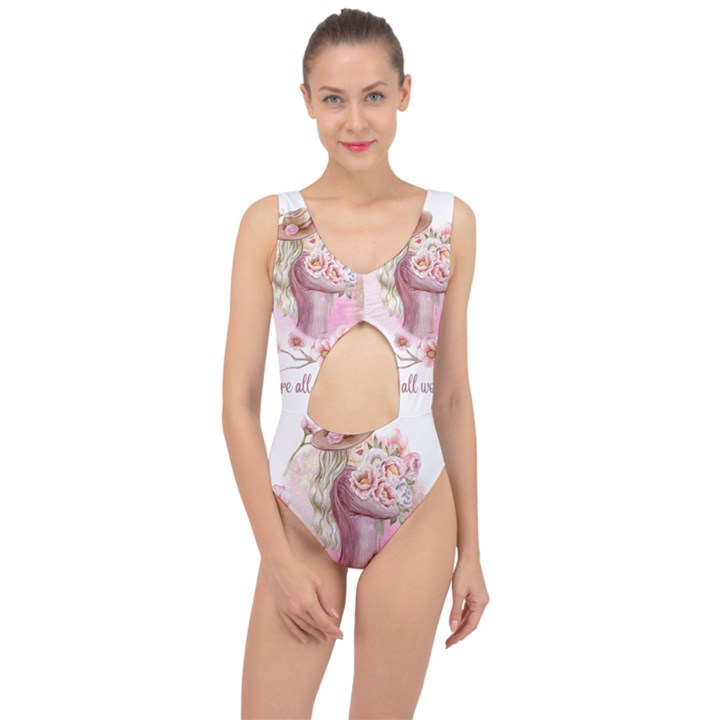 Women with flowers Center Cut Out Swimsuit