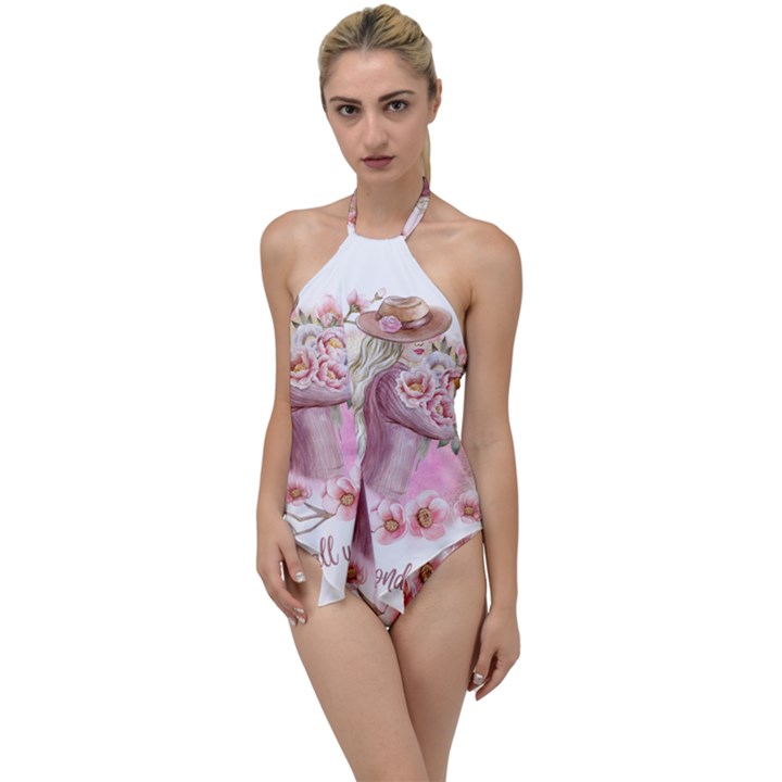 Women with flowers Go with the Flow One Piece Swimsuit