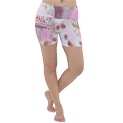 Women With Flowers Lightweight Velour Yoga Shorts by fashiontrends