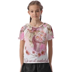 Women With Flowers Kids  Frill Chiffon Blouse