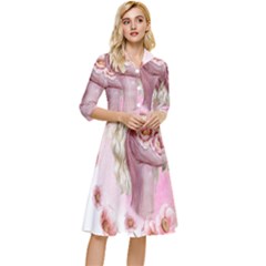 Women With Flowers Classy Knee Length Dress by fashiontrends