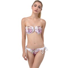 Women With Flower Twist Bandeau Bikini Set by fashiontrends