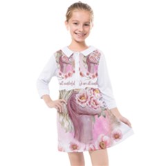 Women With Flower Kids  Quarter Sleeve Shirt Dress by fashiontrends