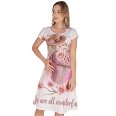 Women With Flower Classic Short Sleeve Dress