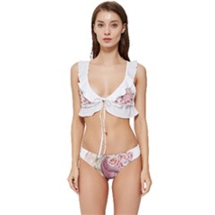 Women With Flower Low Cut Ruffle Edge Bikini Set by fashiontrends