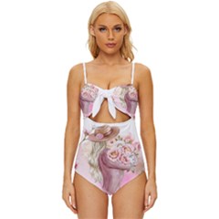 Women With Flower Knot Front One-piece Swimsuit by fashiontrends