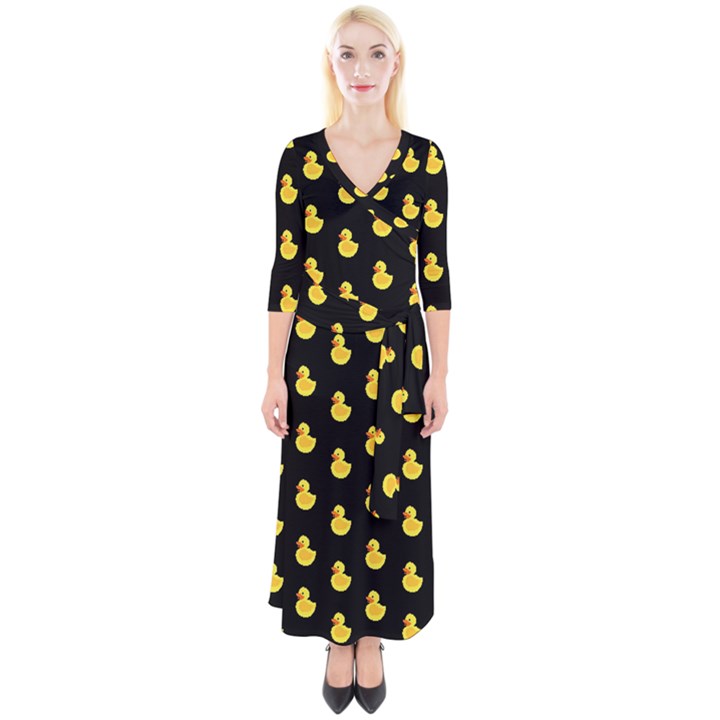 Rubber duck Quarter Sleeve Wrap Maxi Dress