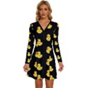 Rubber duck Long Sleeve Deep V Mini Dress  View1