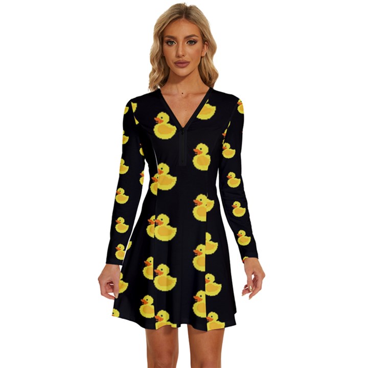 Rubber duck Long Sleeve Deep V Mini Dress 