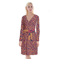 Kaleidoscope Dreams  Long Sleeve Velvet Front Wrap Dress by dflcprintsclothing