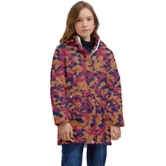 Kaleidoscope Dreams  Kids  Hooded Longline Puffer Jacket by dflcprintsclothing