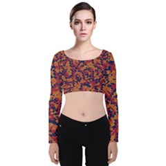 Kaleidoscope Dreams  Velvet Long Sleeve Crop Top by dflcprintsclothing