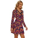 Kaleidoscope Dreams  Long Sleeve Deep V Mini Dress  View3