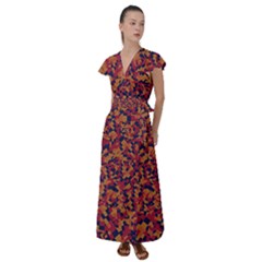 Kaleidoscope Dreams  Flutter Sleeve Maxi Dress by dflcprintsclothing