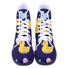 Duck Pattern Women s High-top Canvas Sneakers by NerdySparkleGoth