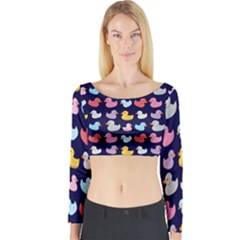 Micro Duck Pattern Long Sleeve Crop Top by NerdySparkleGoth