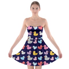 Micro Duck Pattern Strapless Bra Top Dress