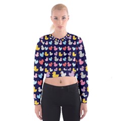 Micro Duck Pattern Cropped Sweatshirt