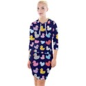 Micro Duck Pattern Quarter Sleeve Hood Bodycon Dress View1