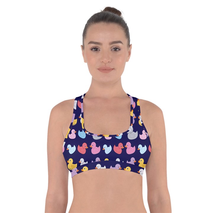 Micro Duck Pattern Cross Back Sports Bra