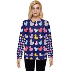 Micro Duck Pattern Hidden Pocket Sweatshirt