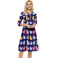 Micro Duck Pattern Classy Knee Length Dress by NerdySparkleGoth