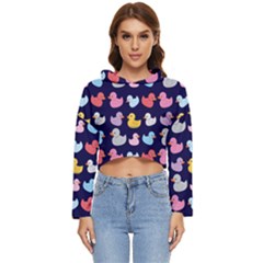 Micro Duck Pattern Women s Lightweight Cropped Hoodie