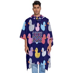 Micro Duck Pattern Men s Hooded Rain Ponchos by NerdySparkleGoth