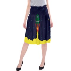 Rocket Halftone Astrology Astronaut Midi Beach Skirt by Bangk1t