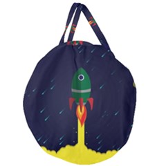 Rocket Halftone Astrology Astronaut Giant Round Zipper Tote by Bangk1t