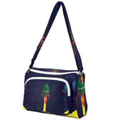 Rocket Halftone Astrology Astronaut Front Pocket Crossbody Bag by Bangk1t