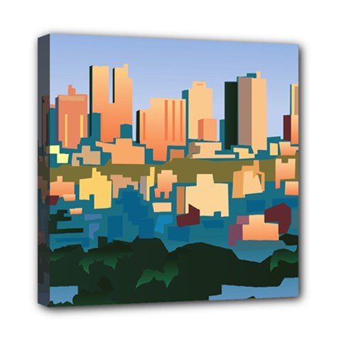 City Buildings Urban Dawn Mini Canvas 8  X 8  (stretched) by Bangk1t