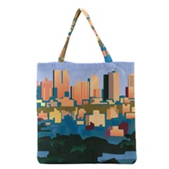 City Buildings Urban Dawn Grocery Tote Bag by Bangk1t