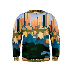 City Buildings Urban Dawn Kids  Sweatshirt by Bangk1t