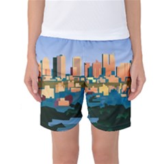 City Buildings Urban Dawn Women s Basketball Shorts by Bangk1t