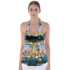 City Buildings Urban Dawn Babydoll Tankini Top by Bangk1t