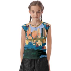 City Buildings Urban Dawn Kids  Raglan Cap Sleeve Tee by Bangk1t