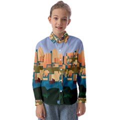 City Buildings Urban Dawn Kids  Long Sleeve Shirt by Bangk1t